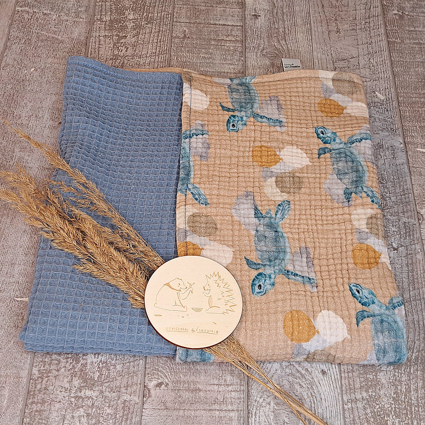 Sommerdecke, Babydecke, Waffelpique, Musselin, Luftig, Leicht, 60x80, 70x100, Eisblau, Schildkröten, Luftbalone