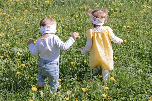 STIRNBAND "Kinder" | aus weichem Rippjersey - super dehnbar und mitwachsend - mit oder ohne Knotendetail