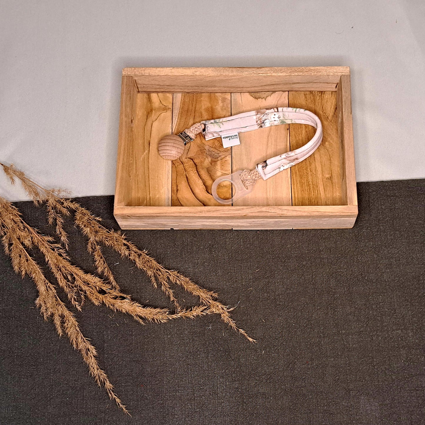 Schnullerband, Schnullerhilfe, Band, Praktisch, waschbar, Elch, Eule, Winterfreunde, Winterlandschaft