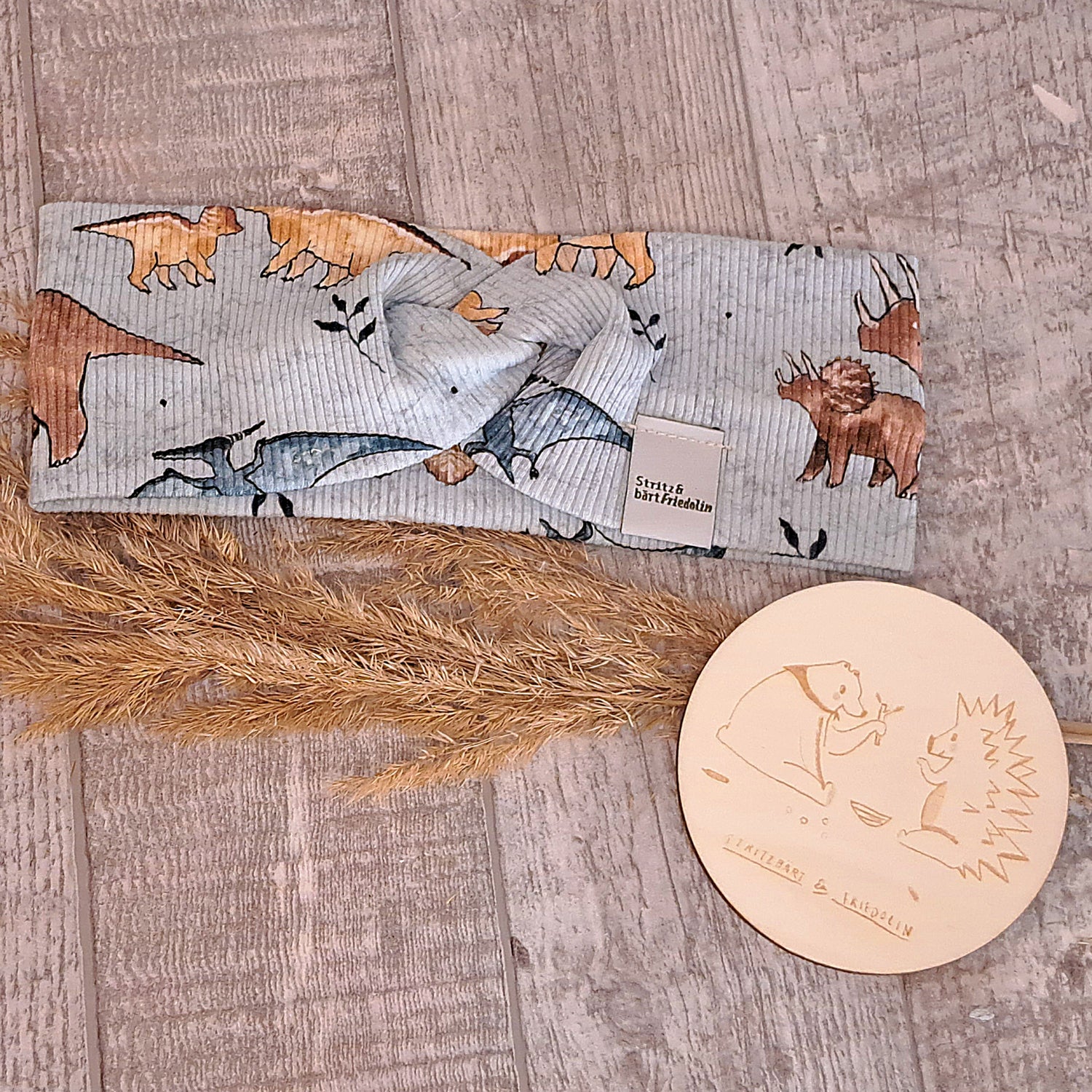 Knotenstirnband, Kind, Kinderstirnband, Knopf, gerippter stoff, Dinos, Pflanzen