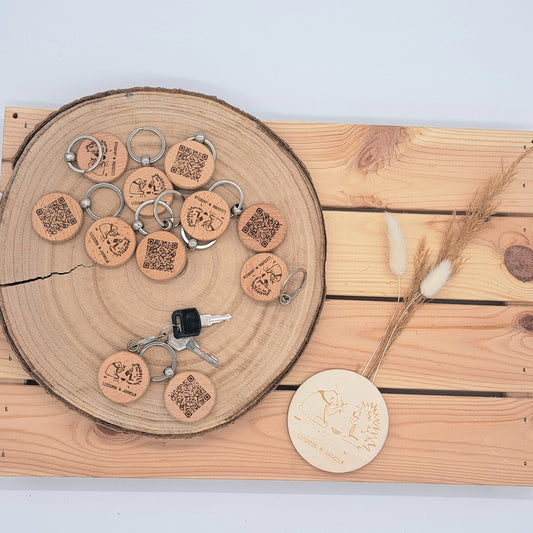 SCHLÜSSELANHÄNGER | aus hochwertigem Holz - mit QR-Code zum Onlineshop für unterwegs