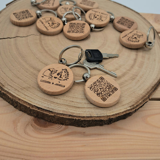 SCHLÜSSELANHÄNGER | aus hochwertigem Holz - mit QR-Code zum Onlineshop für unterwegs