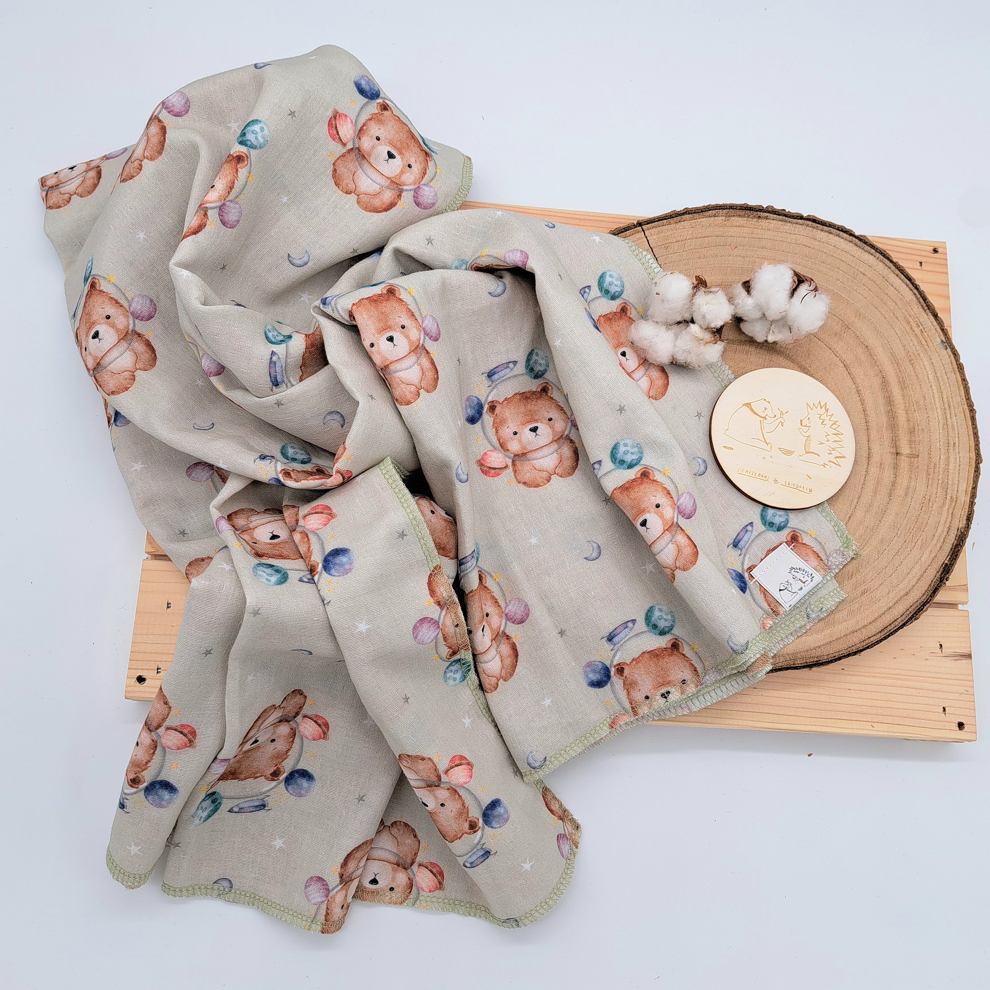 Schmusetuch, Musselintuch, Übergröße, 1.10m X 1.20m, Pucktuch, leicht, Musselin, saugstark, weich