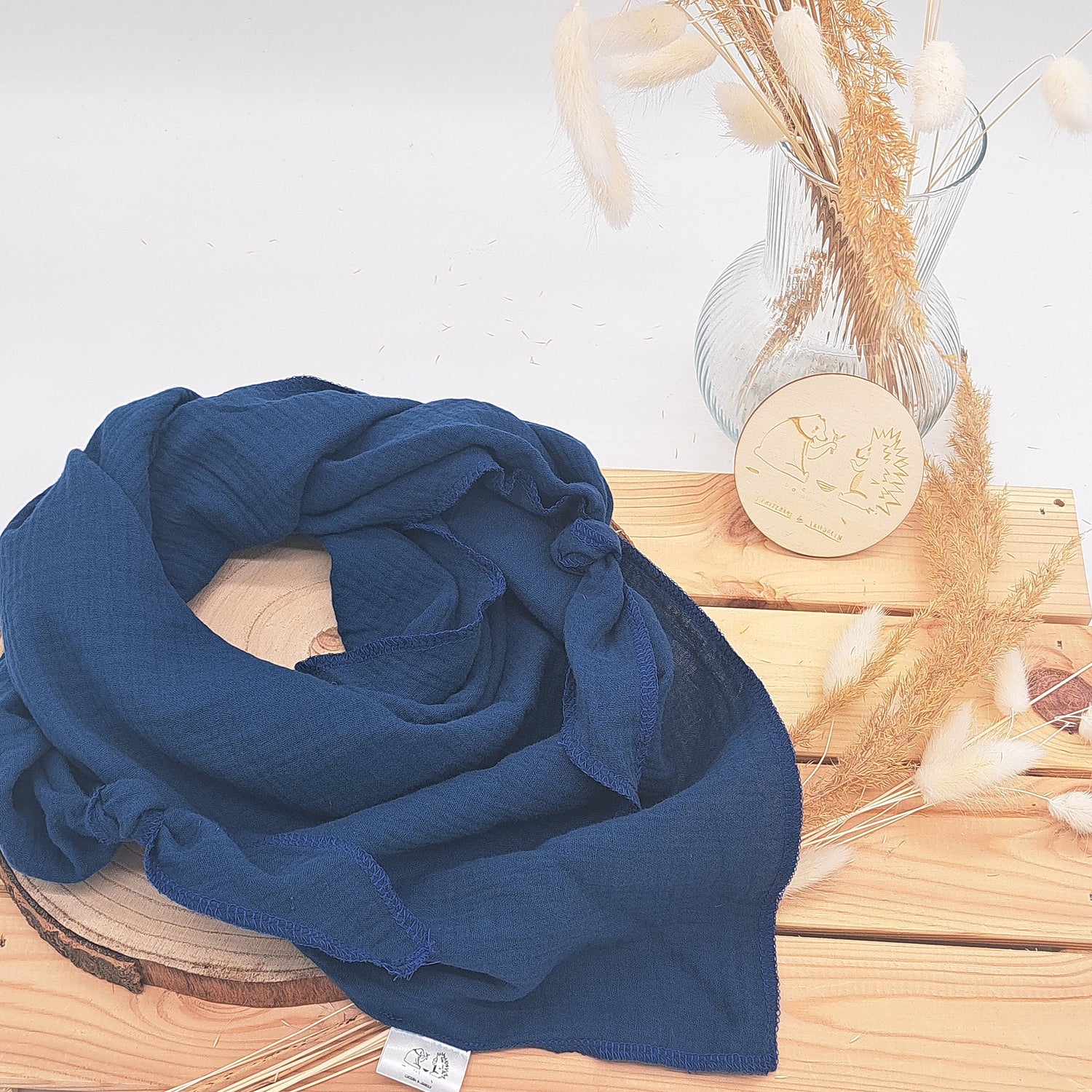 Musselinschal_Dunkelblau